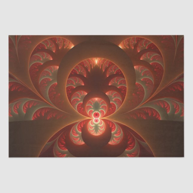 Luminous abstract modern orange red Fractal Tissue Paper (Front)