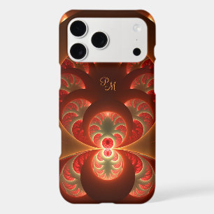 Luminous Abstract Orange Red Fractal Initials