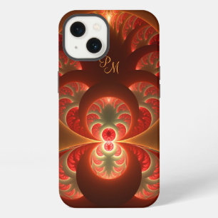 Luminous Abstract Orange Red Fractal Initials iPhone 13 Case