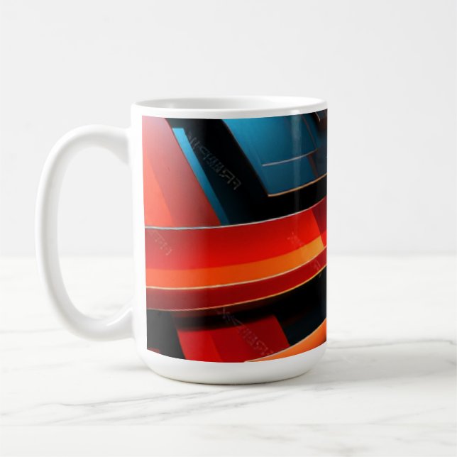 Luminous Abstract Ribbon Waves Coffee Mug (Left)