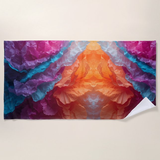 Luminous Abstract Tissue Paper Layers Beach Towel (Front)