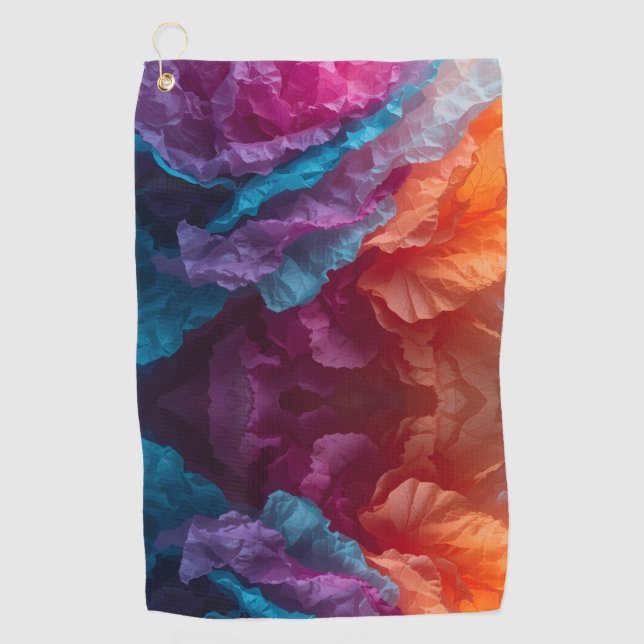 Luminous Abstract Tissue Paper Layers Golf Towel (Front)