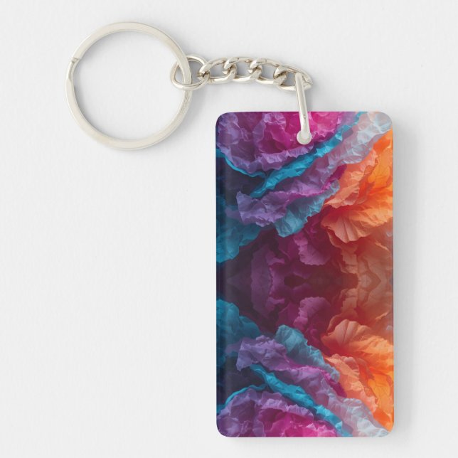 Luminous Abstract Tissue Paper Layers Key Ring (Front)