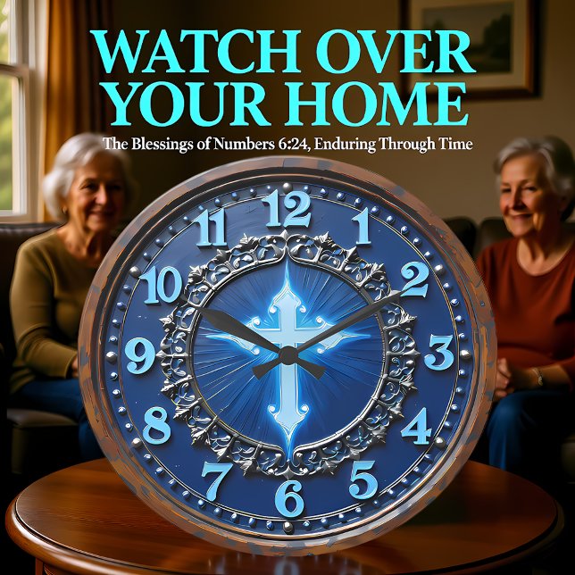 Luminous Azure Cross Ornate Large Clock (Creator Uploaded)