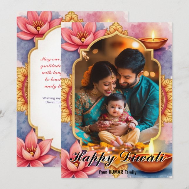 Luminous Blessings Diwali Greeting Card (Front/Back)