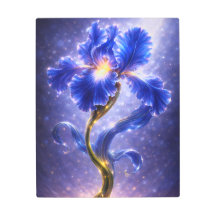 Luminous Blue Bloom Fantasy Flower Metal Wall Art