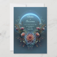Luminous Blue Halo Midnight Teal Bloom Wedding
