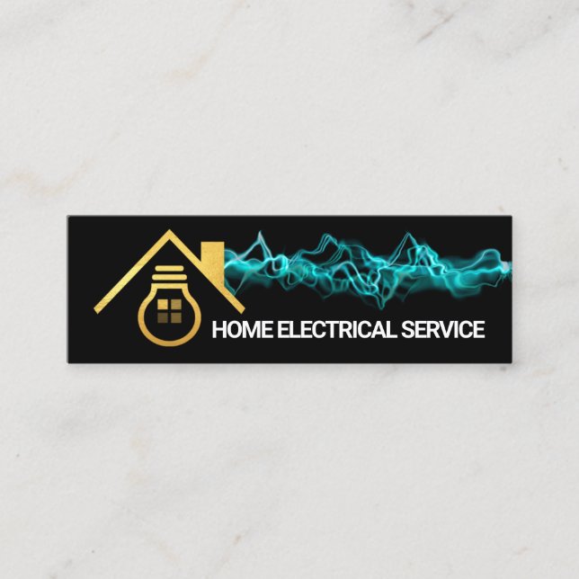 Luminous Blue Lightning Gold Bulb Home Electricity Mini Business Card (Front)