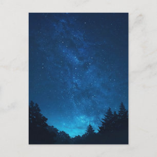 Luminous Blue Milky Way Forest Postcard