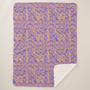 Luminous Blue net w flowers 02b LOrange BG Sherpa Blanket