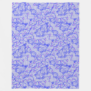 Luminous Blue net w flowers 02b Offwhite BG Fleece Blanket
