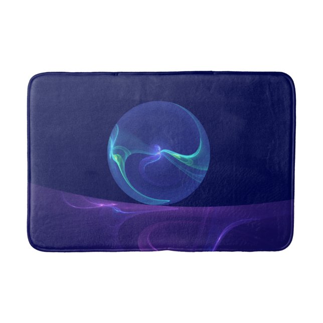 Luminous Blue Purple Dream Abstract Fractal Art Bath Mat (Front)