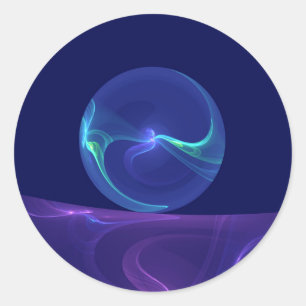 Luminous Blue Purple Dream Abstract Fractal Art Classic Round Sticker