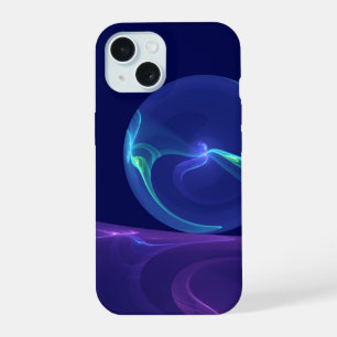 Luminous Blue Purple Dream Abstract Fractal Art iPhone 15 Case