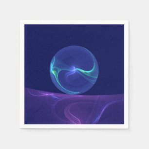 Luminous Blue Purple Dream Abstract Fractal Art Napkin