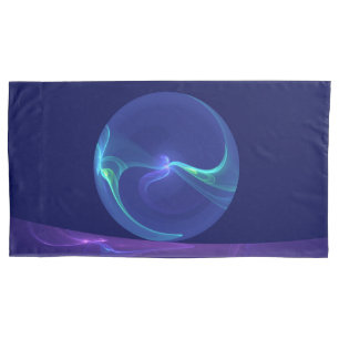Luminous Blue Purple Dream Abstract Fractal Art Pillowcase
