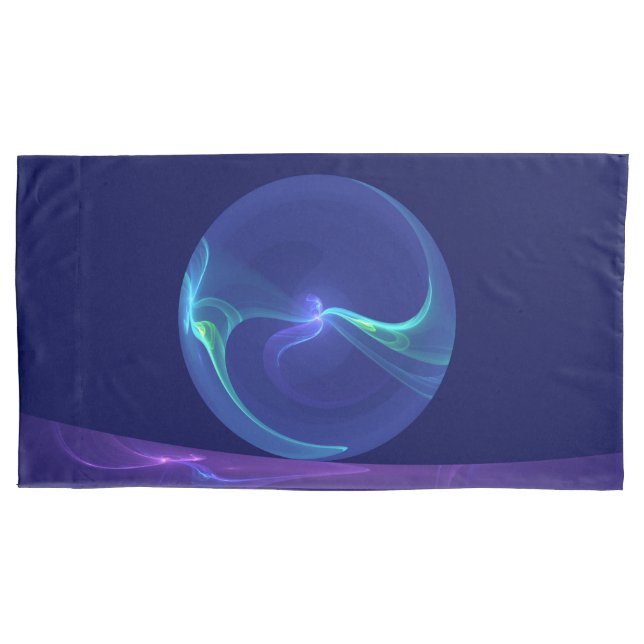Luminous Blue Purple Dream Abstract Fractal Art Pillowcase (Front)