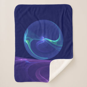 Luminous Blue Purple Dream Abstract Fractal Art Sherpa Blanket
