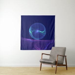 Luminous Blue Purple Dream Abstract Fractal Art Tapestry