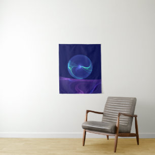 Luminous Blue Purple Dream Abstract Fractal Art Tapestry