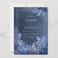 Luminous Blue Quartz Gilded Triple Frame Wedding