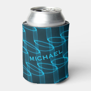 Luminous Blue Wave Pattern Personalised Can Cooler