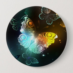 Luminous Butterfly and Night butterflies 10 Cm Round Badge
