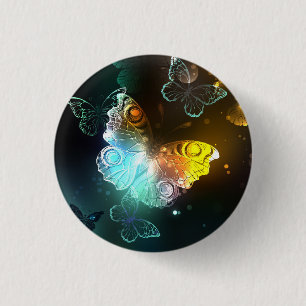 Luminous Butterfly and Night butterflies 3 Cm Round Badge