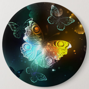 Luminous Butterfly and Night butterflies 6 Cm Round Badge