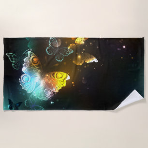 Luminous Butterfly and Night butterflies Beach Towel