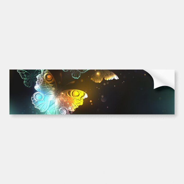 Luminous Butterfly and Night butterflies Bumper Sticker (Front)