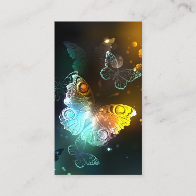 Luminous Butterfly and Night butterflies Business Card (Front)