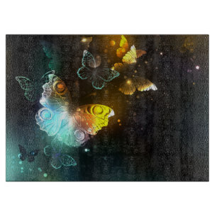 Luminous Butterfly and Night butterflies Cutting Board