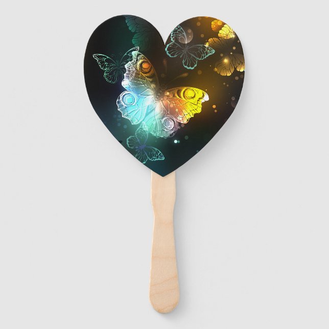 Luminous Butterfly and Night butterflies Hand Fan (Front)