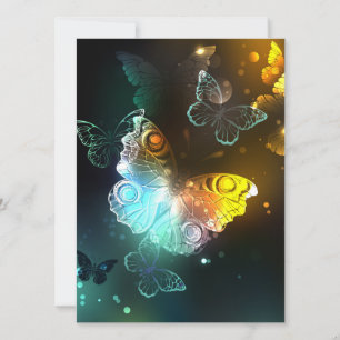 Luminous Butterfly and Night butterflies Holiday Card