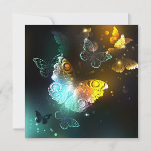 Luminous Butterfly and Night butterflies Holiday Card