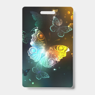 Luminous Butterfly and Night butterflies ID Badge