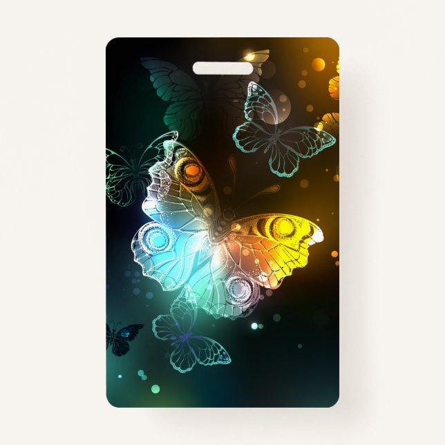 Luminous Butterfly and Night butterflies ID Badge (Front)