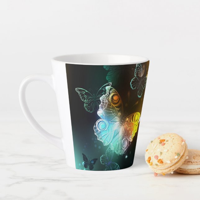Luminous Butterfly and Night butterflies Latte Mug (In Situ)