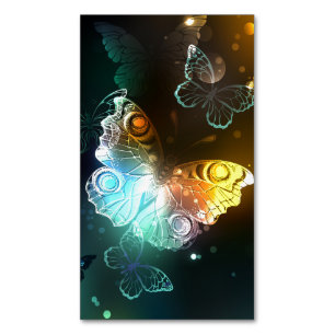 Luminous Butterfly and Night butterflies Magnetic Business Card