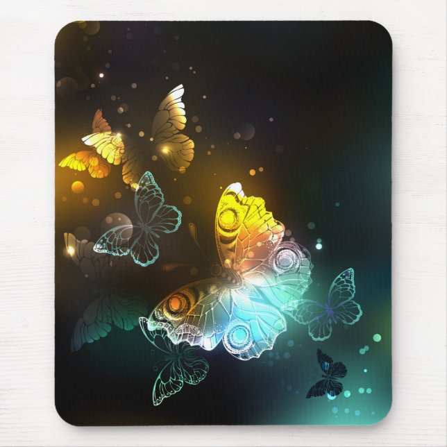 Luminous Butterfly and Night butterflies Mouse Pad (Front)