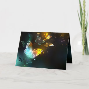 Luminous Butterfly and Night butterflies Note Card