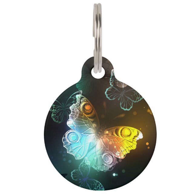 Luminous Butterfly and Night butterflies Pet Tag (Front)