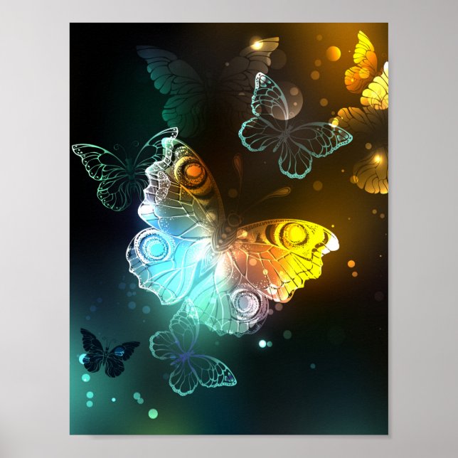 Luminous Butterfly and Night butterflies Poster (Front)