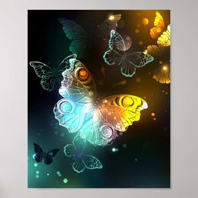 Luminous Butterfly and Night butterflies Poster (Front)