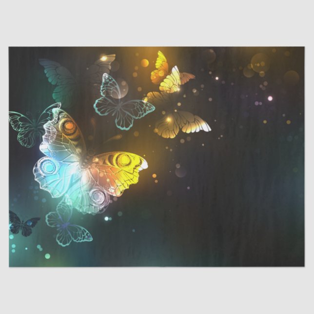 Luminous Butterfly and Night butterflies Tissue Paper (Front)