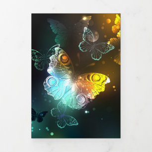 Luminous Butterfly and Night butterflies Tri-Fold Card