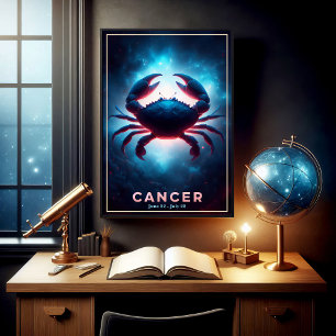 Luminous Cancer Zodiac Crab Artwork Poster