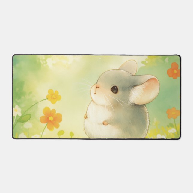 Luminous Chinchilla Orange Wildflower Spring Meado Desk Mat (Front)