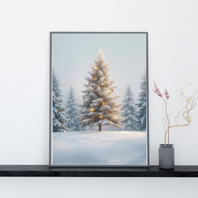Luminous Christmas Tree in Serene Landscape Poster (Creator Uploaded)